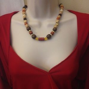 Handmade Necklace All natural wood & ceramic beads